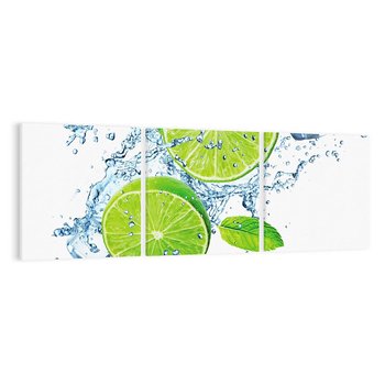 Obraz na płótnie 150x50 - Świeżość limonek w wodzie - limonki, woda