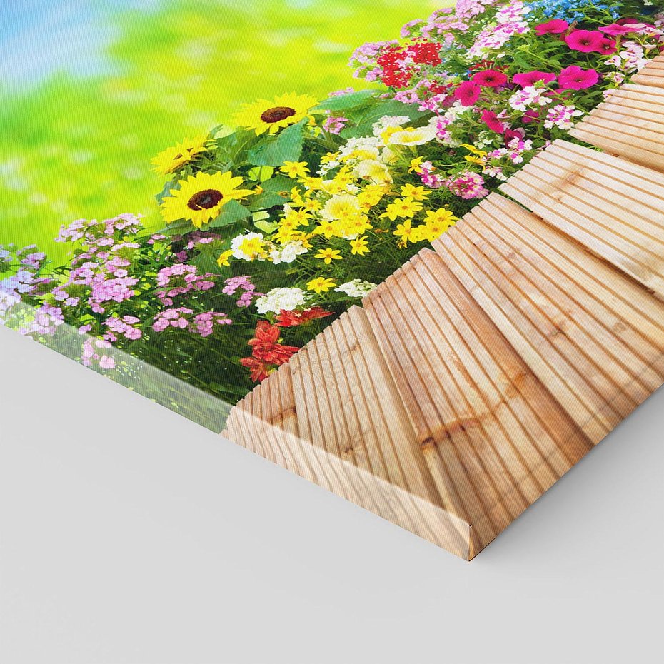 Obraz na płótnie 80x80 - Energiczny ogród - kwiaty, ogród