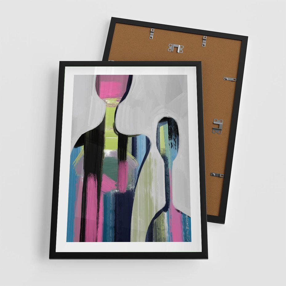 Plakat w ramie 50x70 - Wnętrza Kształtów - abstrakcyjna sztuka, nowoczesny obraz - rama czarna