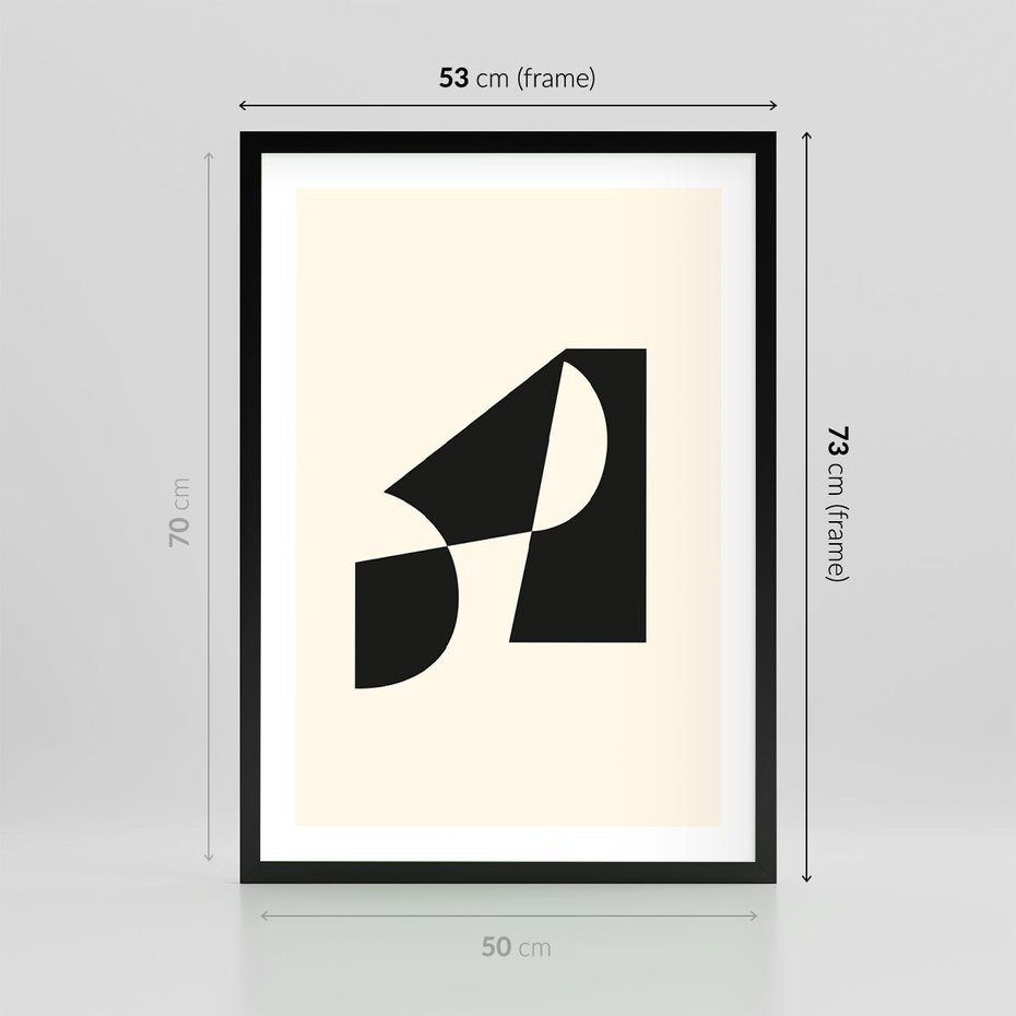 Plakat w ramie 50x70 - Rozświetlony Cień - abstrakcyjna sztuka, geometria - rama czarna