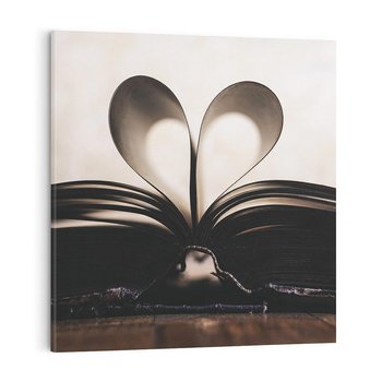 Obraz na płótnie 60x60 - Książka - Serce Retro - ksizka, serce
