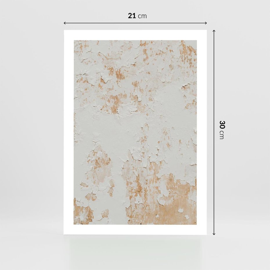 Plakat bez ramy 21x30 - Beżowa Ściana z Łuszczącą Się Farbą - stara ściana, beżowa