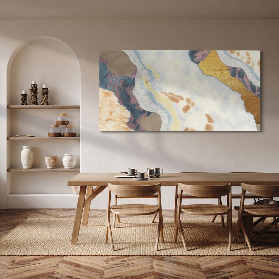 Obraz na płótnie 120x60 - Melancholijne oddechy pędzla - abstrakcyjne formy, zgaszone kolory