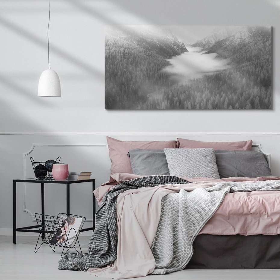 Obraz na płótnie 120x60 - Szare Góry - zamglony krajobraz, las