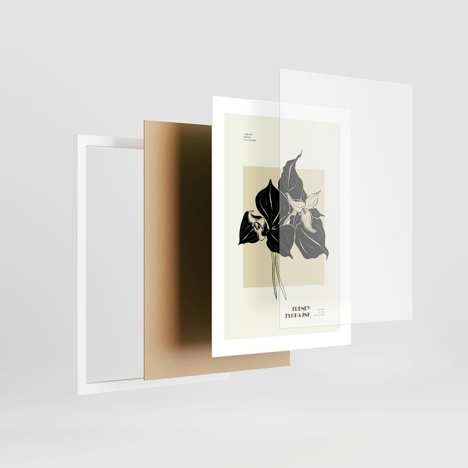 Plakat w ramie 30x40 - Ekspresja w szkicowanych kształtach - kwiaty, typografia - rama biała