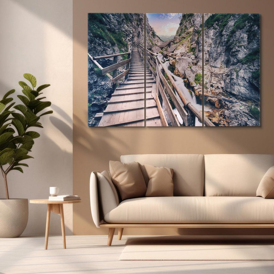 Obraz na płótnie 120x80 - Schody w skałach - Góry - schody, skały