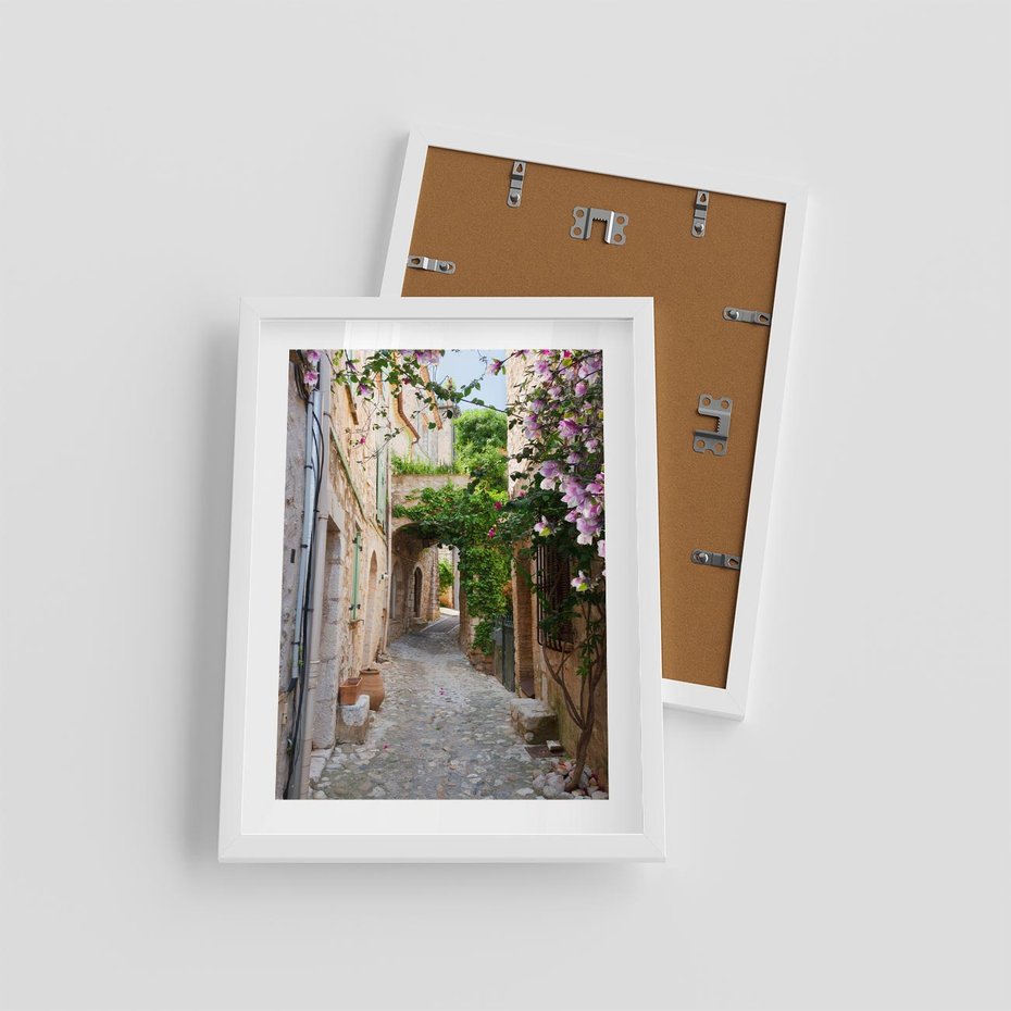 Plakat w ramie 30x40 - Ścieżka W Nieskończoność - uliczka, perspektywa - rama biała