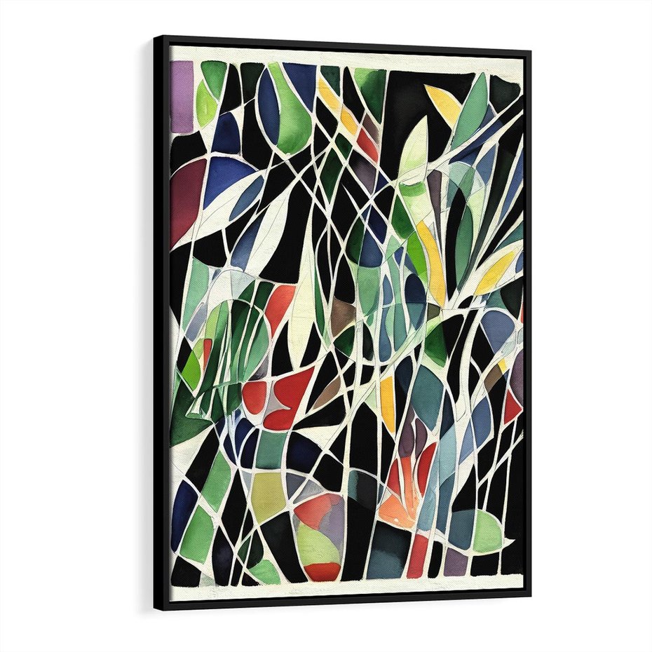 Obraz w ramie 70x100 - Taniec Plam i Kształtów - abstrakcyjny akwarelowy obraz, plamy - rama czarna