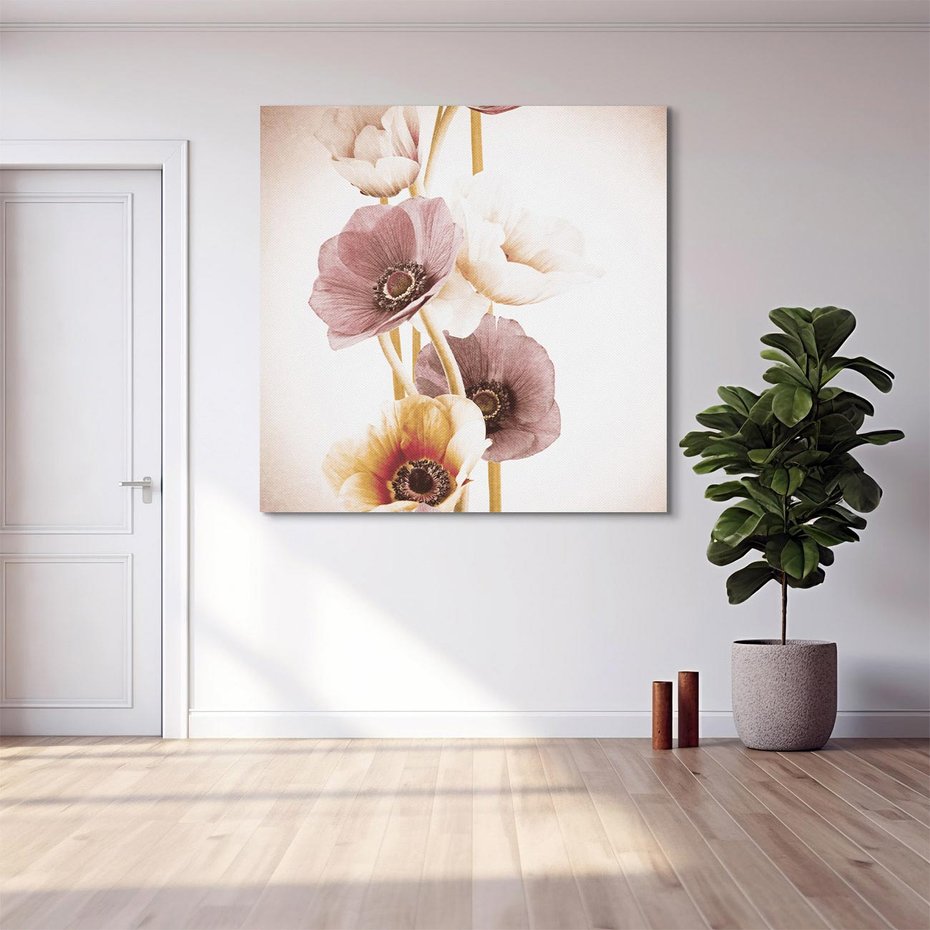 Obraz na płótnie 60x60 - Eksplozja kolorów - akwarela, maki