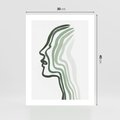 Plakat bez ramy 30x40 - Zielony Profil - abstrakcja, zielony portret z profilu