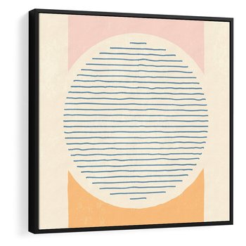 Obraz w ramie 50x50 - Rozbijająca Opowieść - geometryczne kształty, koła - rama czarna