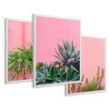 Zestaw obrazy w ramie 50x70 galeria - Liście, kaktusy, rośliny, pastele, retro - rama biała