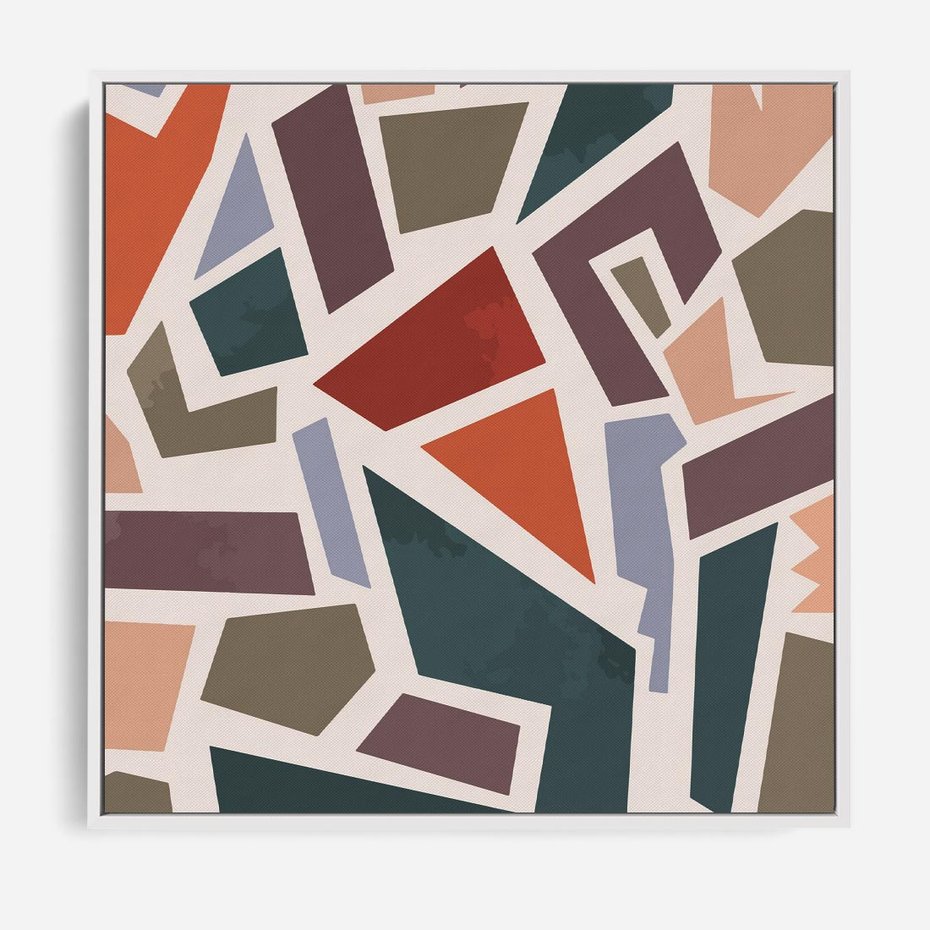 Obraz w ramie 80x80 - Modernistyczna Transcendencja - geometryczne kształty, mozaika - rama biała