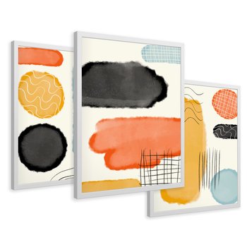 Zestaw obrazy w ramie 40x50 galeria - Abstrakcja, plamy, akwarela - rama biała