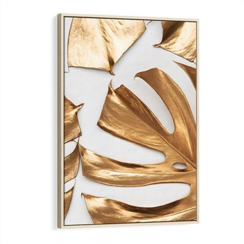 Obraz w ramie 50x70 - Siła Natury - złote, liście - rama drewno