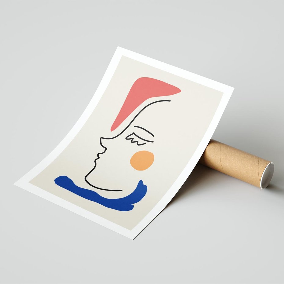 Plakat bez ramy 40x50 - Impresje Kształtów - abstrakcyjny obraz, przypomina twarz