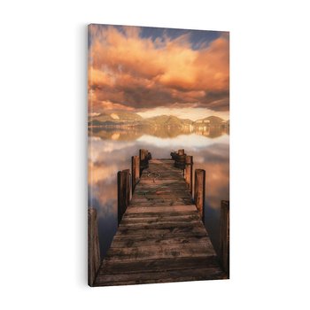 Obraz na płótnie 80x120 - Spacer po molo nad jeziorem - molo, jezioro