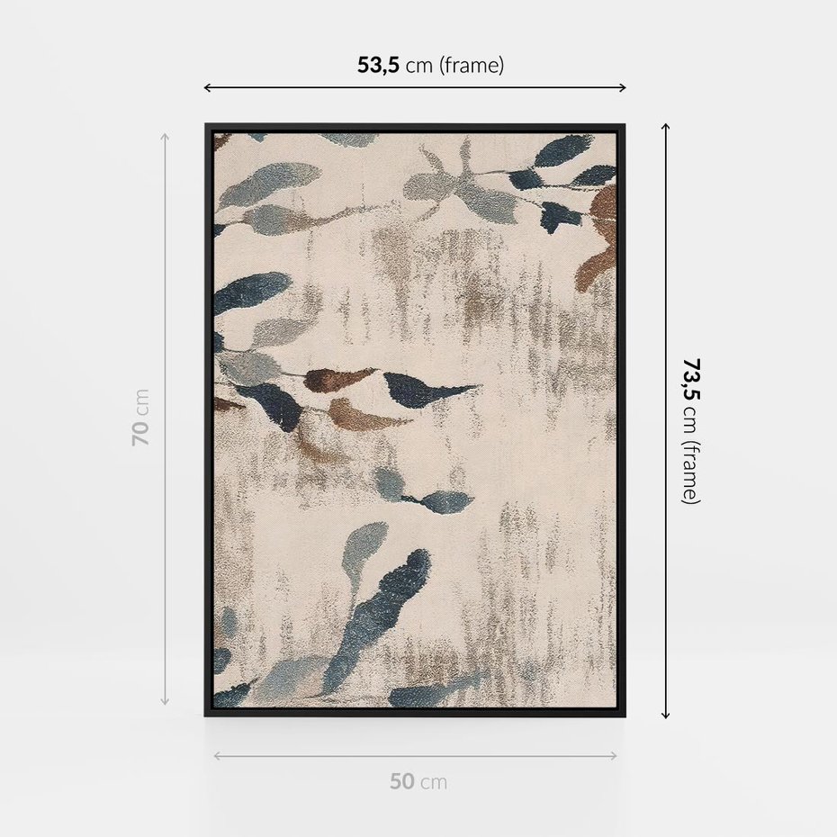 Obraz w ramie 50x70 - Refleksje liściowych barw - abstrakcyjne kształty, przypominają liście - rama czarna