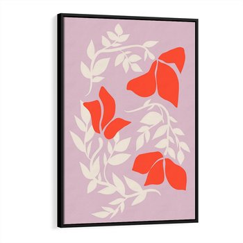 Obraz w ramie 70x100 - Kwiatowa Kreatywność - nowoczesny plakat, roślinne motywy - rama czarna