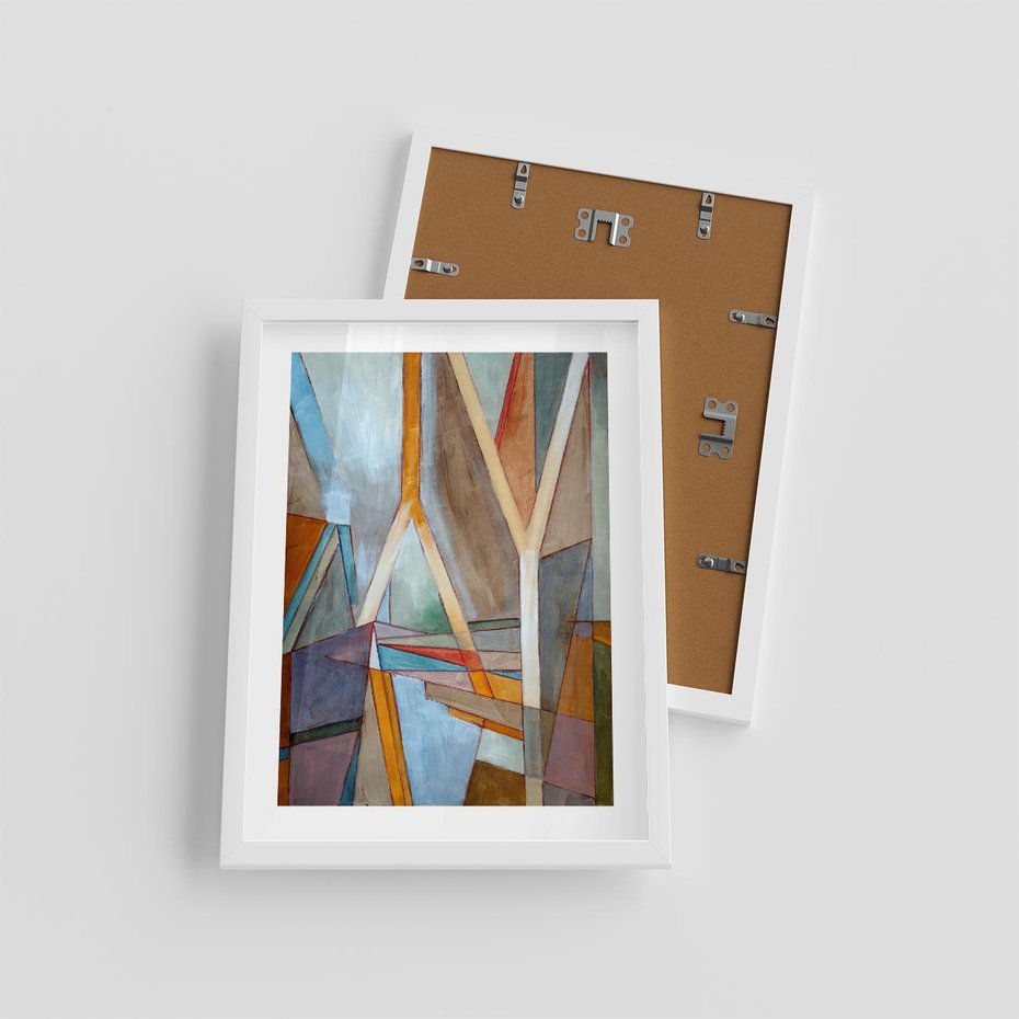 Plakat w ramie 30x40 - Geometria abstrakcji - abstrakcja, geometria - rama biała