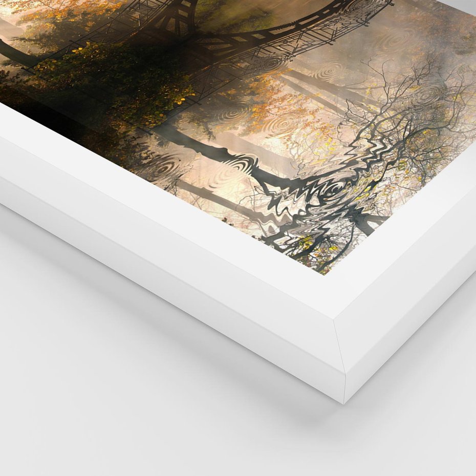 Plakat w ramie 30x40 - Romantyczny Mostek - mostek, romantyczny - rama biała