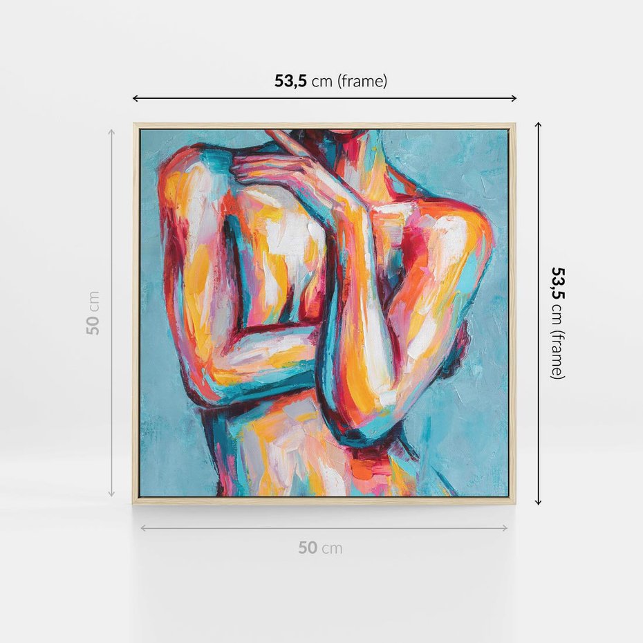 Obraz w ramie 50x50 - Nagie Natchnienie - obraz olejny, naga kobieta - rama drewno
