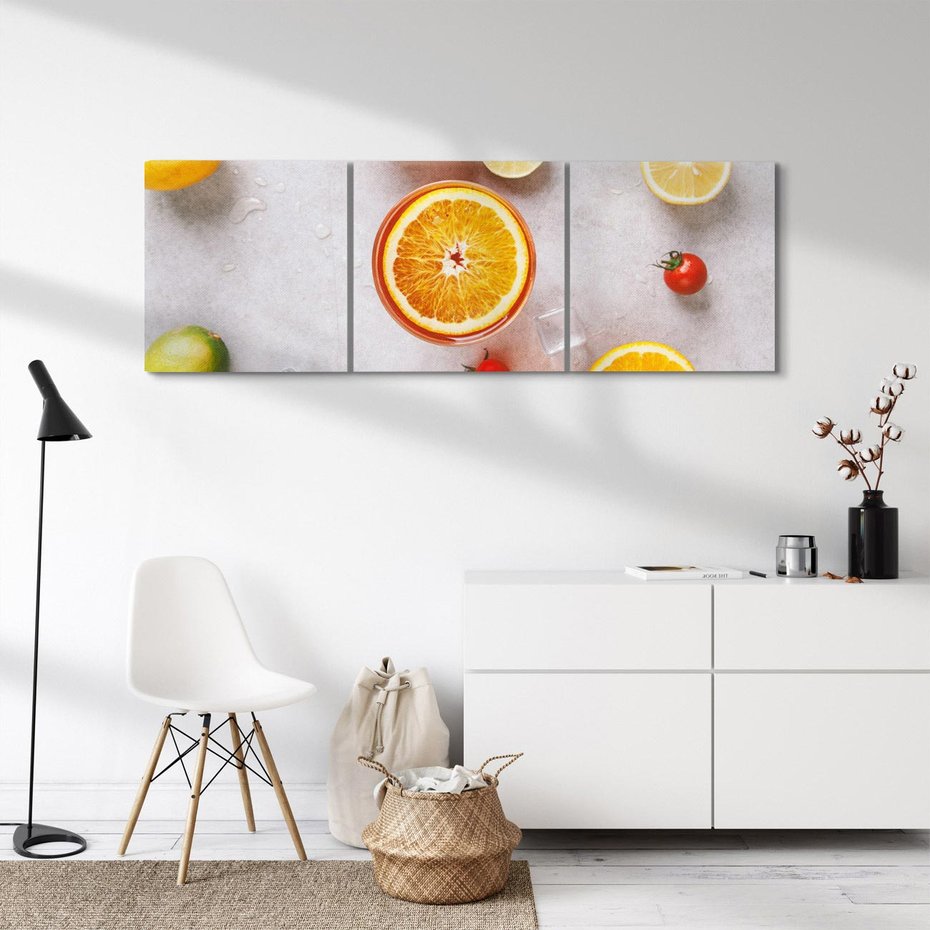 Obraz na płótnie 150x50 - Cytryny Pomarańczowy Zestaw - cytryny, pomarańcze