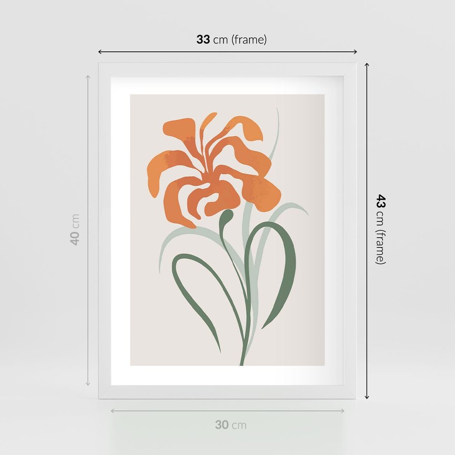 Plakat w ramie 30x40 - Kwiatowe Harmonie - kwiat, sztuka nowoczesna - rama biała