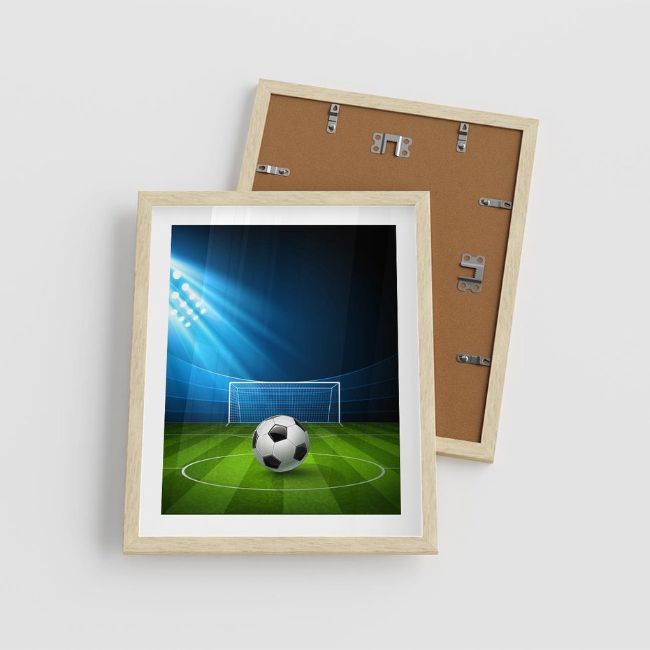 Plakat w ramie 40x50 - Piłkarska ekscytacja w momencie gola - piłka, nożna - rama drewno
