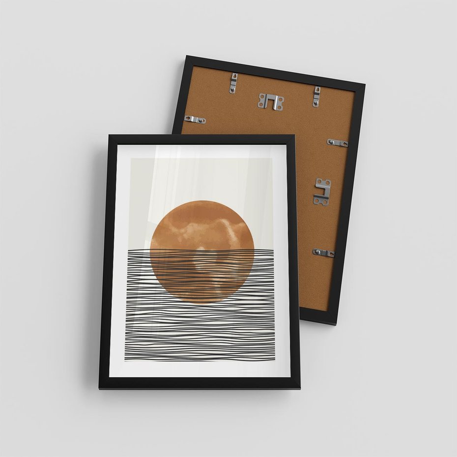 Plakat w ramie 30x40 - Okrąg Mocy - boho obraz, geometria - rama czarna