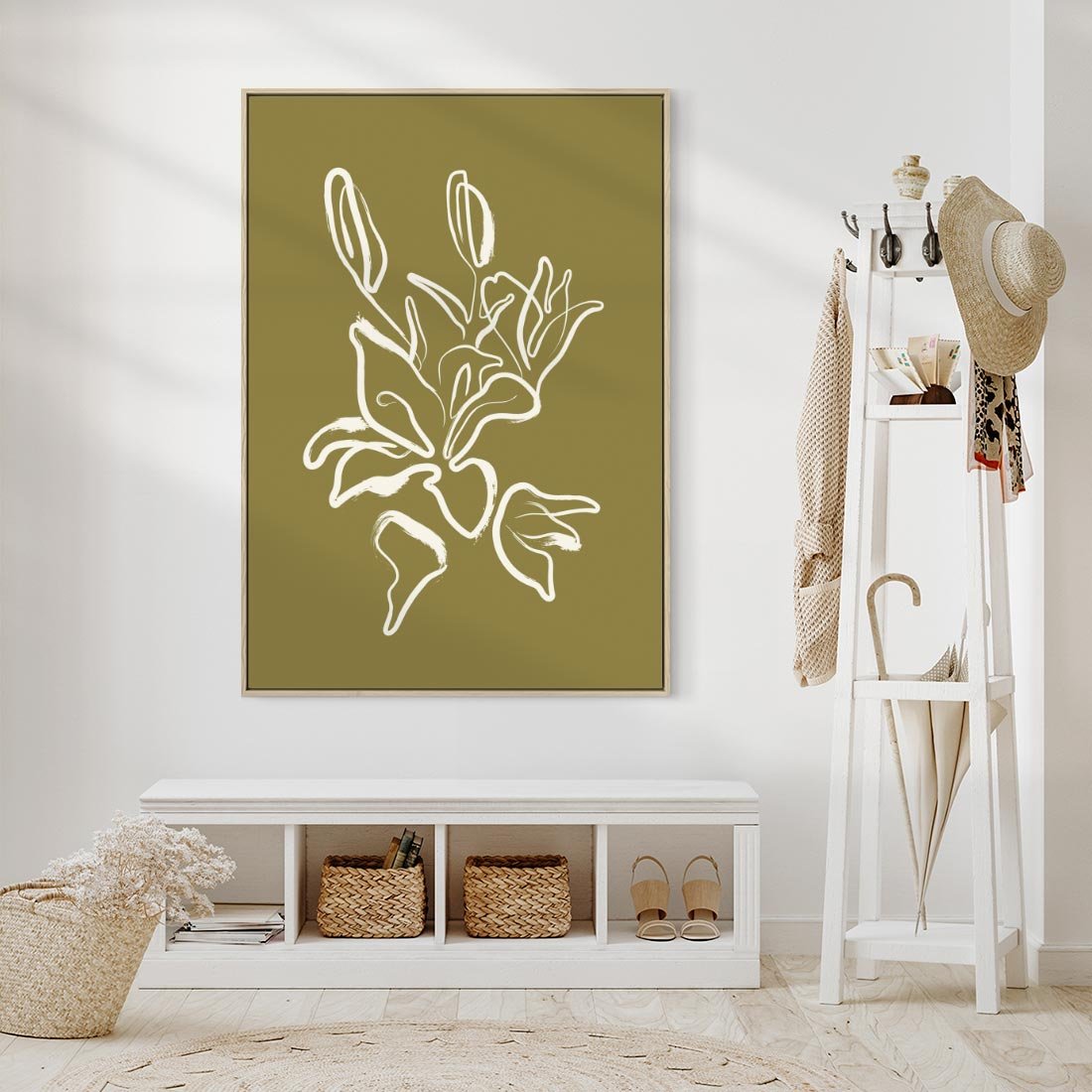 Obraz w ramie 50x70 - Przenikające Barwy - abstrakcyjna roślina, kwiaty - rama drewno