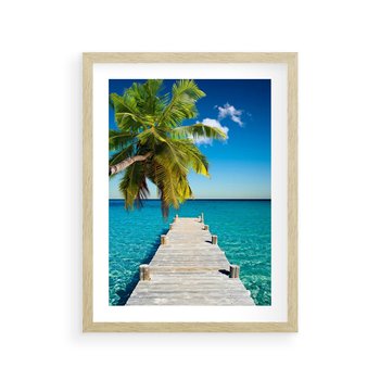 Plakat w ramie 50x70 - Hawajskie Palmy - palma, morze - rama drewno