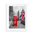 Plakat w ramie 50x70 - Londyńska Budka przy Big Benie - Londyn, budka - rama biała