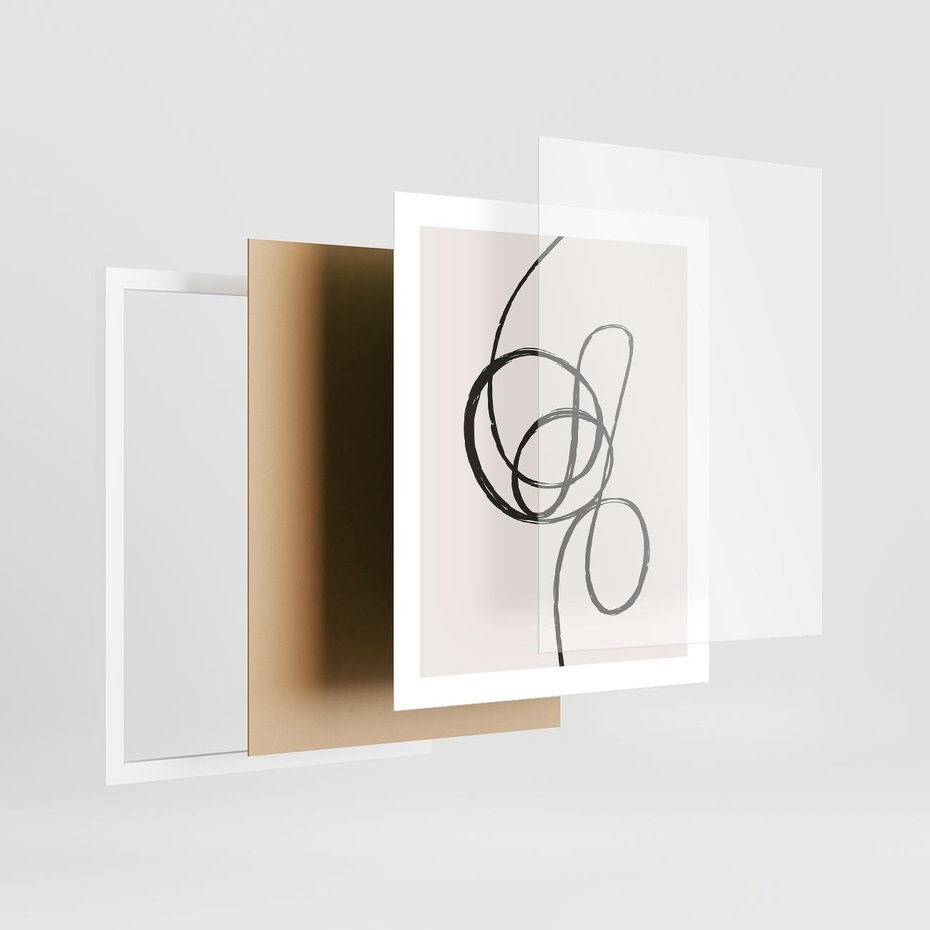 Plakat w ramie 40x50 - Migotliwa Kreatywność - abstrakcyjne szkicowane linie, minimalizm - rama biała