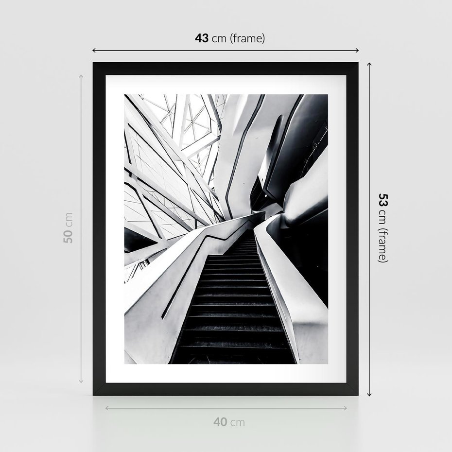 Plakat w ramie 40x50 - Współczesne Kształty - architektura, nowoczesne formy - rama czarna