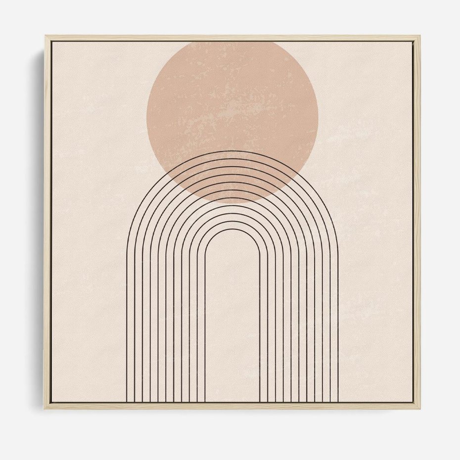 Obraz w ramie 80x80 - Konturem Zdefiniowane - boho plakat, minimalizm - rama drewno