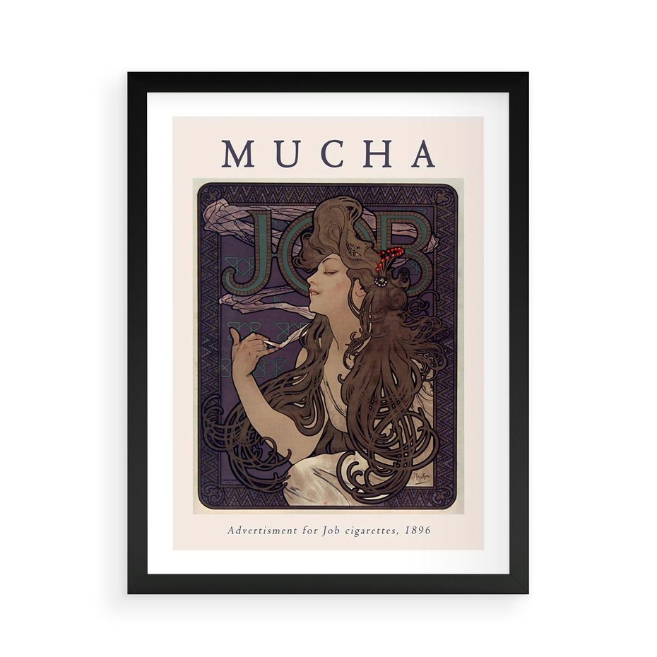 Plakat w ramie 50x70 - Reprodukcja A.Mucha - Mucha, plakat z reprodukcją - rama czarna