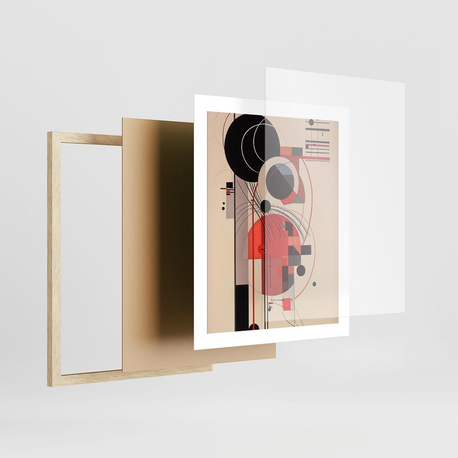 Plakat w ramie 40x50 - Rozbijające Granice Dźwięku - modernistyczny obraz, styl bauhaus - rama drewno