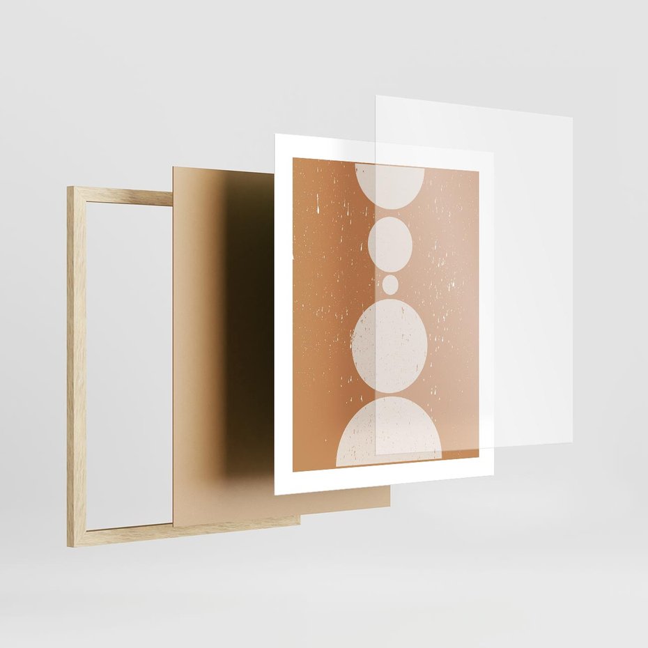 Plakat w ramie 40x50 - Podróżne Echa - mid century styl, nowoczesna grafika - rama drewno