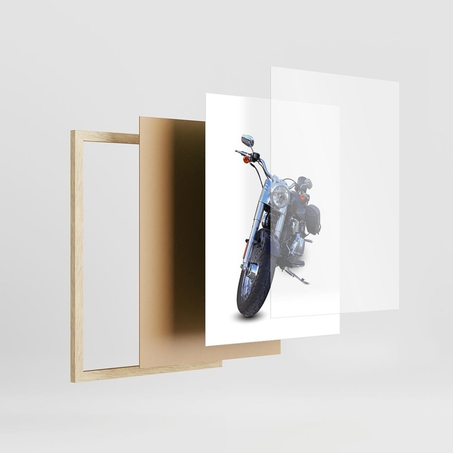 Plakat w ramie 50x70 - Motocykl w ruchu - motor, bike - rama drewno