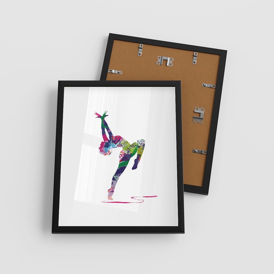 Plakat w ramie 40x50 - Taniec w akwareli - taniec, akwarela - rama czarna