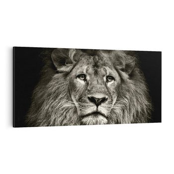 Obraz na płótnie 120x60 - Moc lewego spojrzenia - lew, czarno
