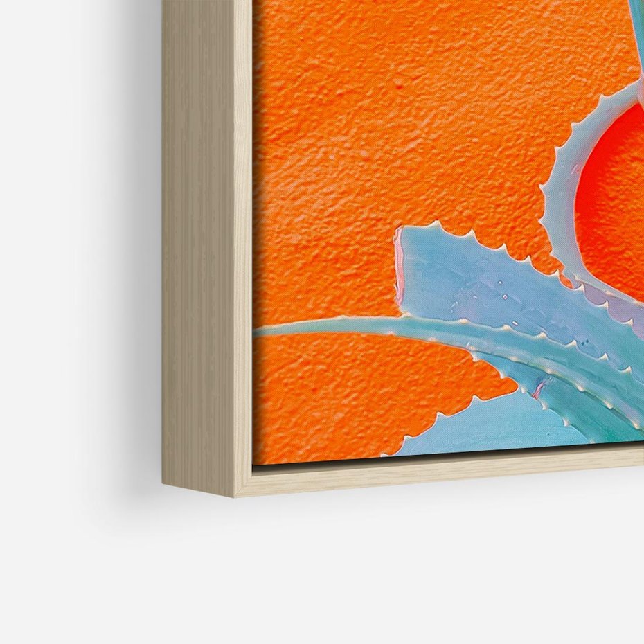 Obraz w ramie 70x50 - Naturalna Harmonia - kaktusy, liście - rama drewno