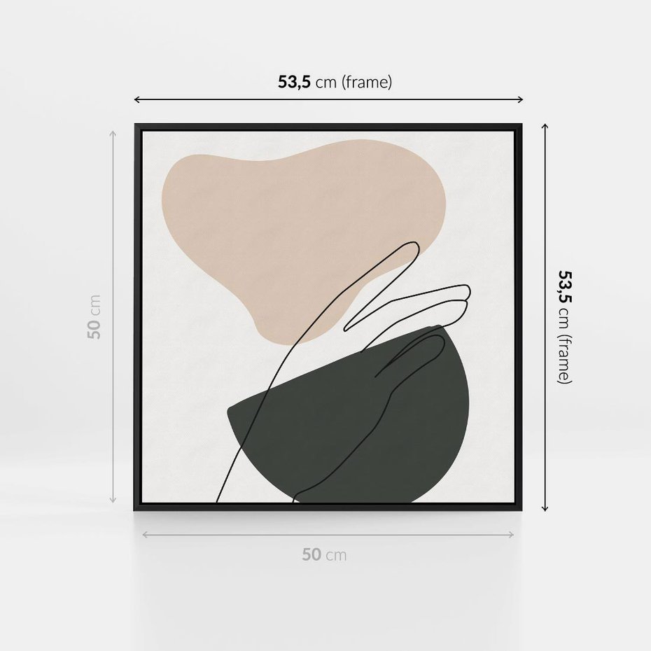 Obraz w ramie 50x50 - Rozkwitająca Opowieść - szkic jedną linią, one lone - rama czarna