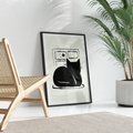 Plakat w ramie 40x50 - Czarny Kot: Prosta Elegancja - grafika, minimalizm - rama czarna