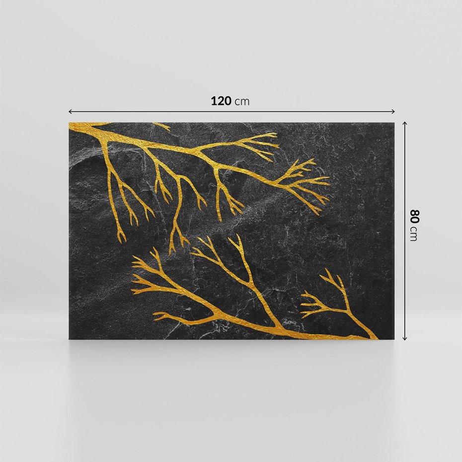 Obraz na płótnie 120x80 - Marmurowe Drzewa Snu - złote gałęzie, drzewa