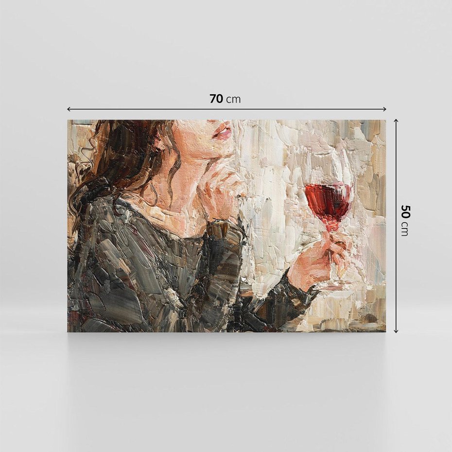 Obraz na płótnie 70x50 - Esencja - kobieta wino obraz impresonizm olej na płótnie