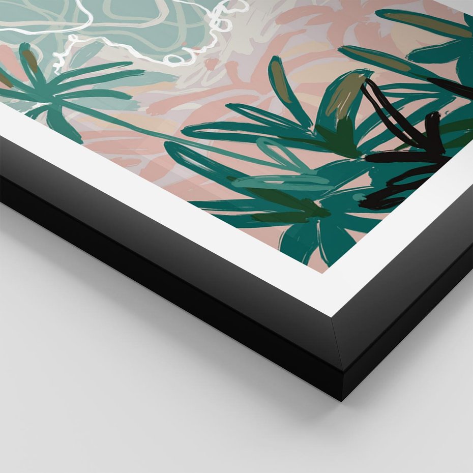 Plakat w ramie 50x70 - Rajski Stan - pastelowy krajobraz, nowoczesny plakat - rama czarna