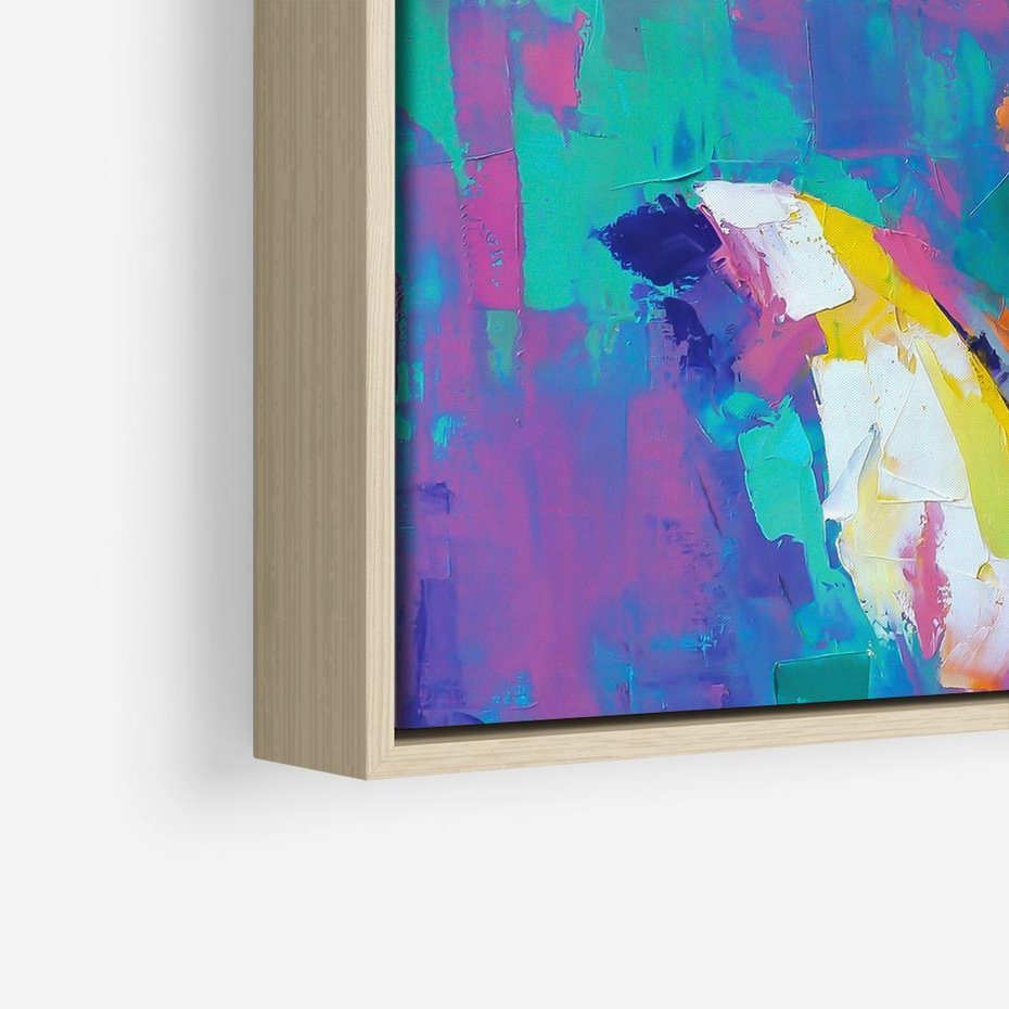 Obraz w ramie 50x50 - Olejne Wibrujące Emocje - abstrakcyjny obraz, różne kolorowe maźnięcia pędzla - rama drewno
