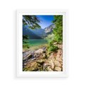 Plakat w ramie 50x70 - Mistyczna Przyroda - góry, jezioro - rama biała